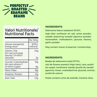 UMAMI BITES – SNACK PROTEIC CROCANT DIN EDAMAME CU WASABI | 11G PROTEINĂ (8X26G)