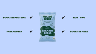 UMAMI BITES – SNACK PROTEIC CROCANT DIN EDAMAME CU SARE DE MARE | 12G PROTEINĂ (8X26G)