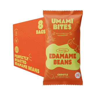 Edamame Crocant Umami Bites (Chipotle) – Snack Proteic Vegan, Fără Gluten – 8x26g (208g)
