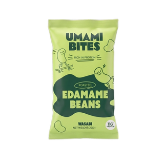 UMAMI BITES – SNACK PROTEIC CROCANT DIN EDAMAME CU WASABI | 11G PROTEINĂ (8X26G)