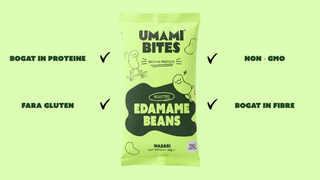 Edamame Crocant Umami Bites (Wasabi) – Snack Proteic Vegan, Fără Gluten – 8x26g (208g)