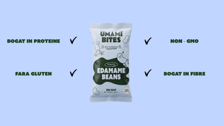 Edamame Crocant Umami Bites (Sare de Mare) – Snack Proteic Vegan, Fără Gluten – 8x26g (208g)